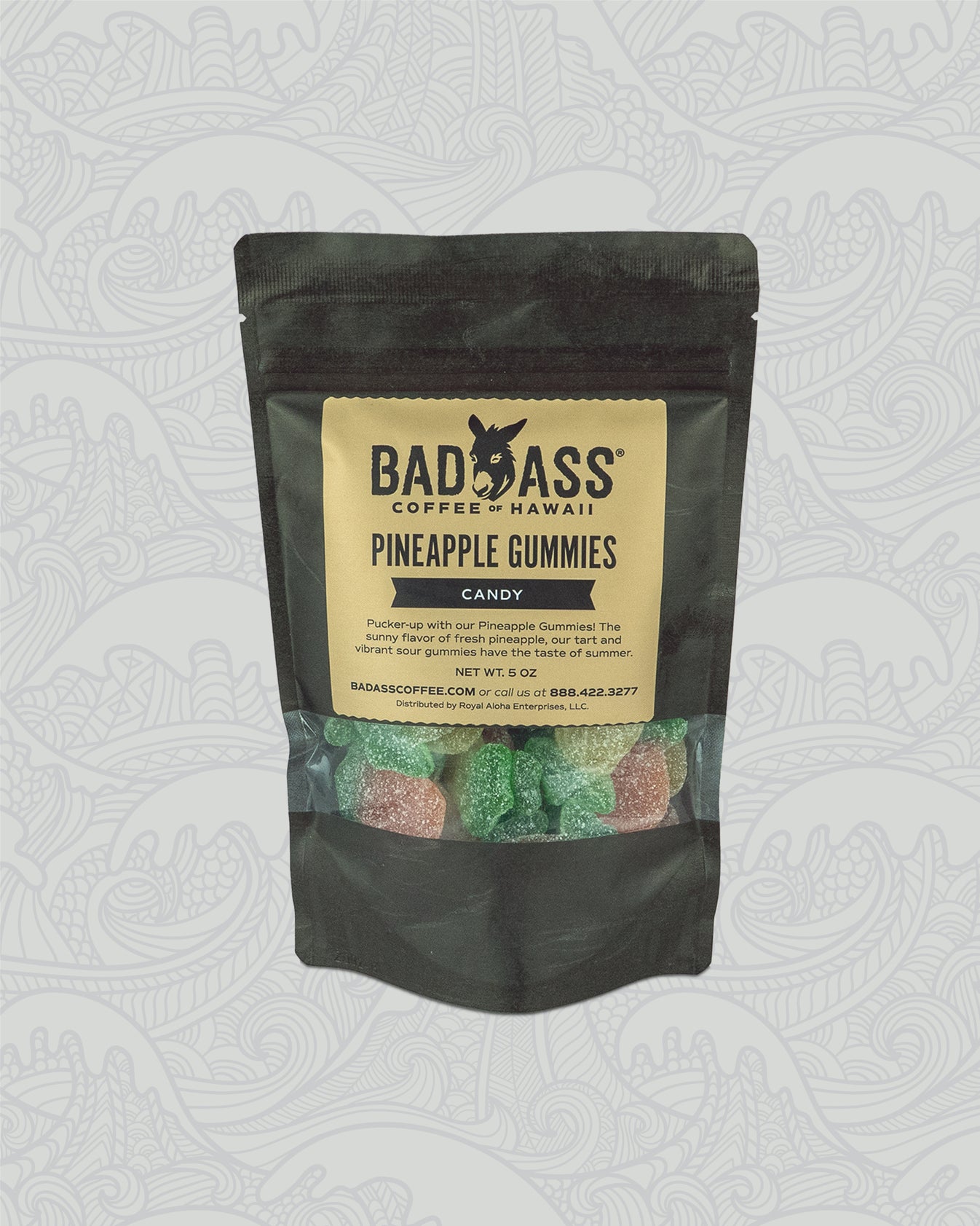 Sour Pineapple Gummies Bad Ass Coffee of Hawaii