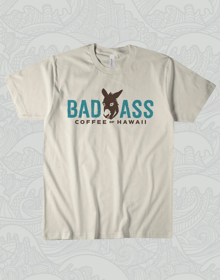 Short Sleeve Shirt | Ivory with Bad Ass Coffee of Hawaii Logo