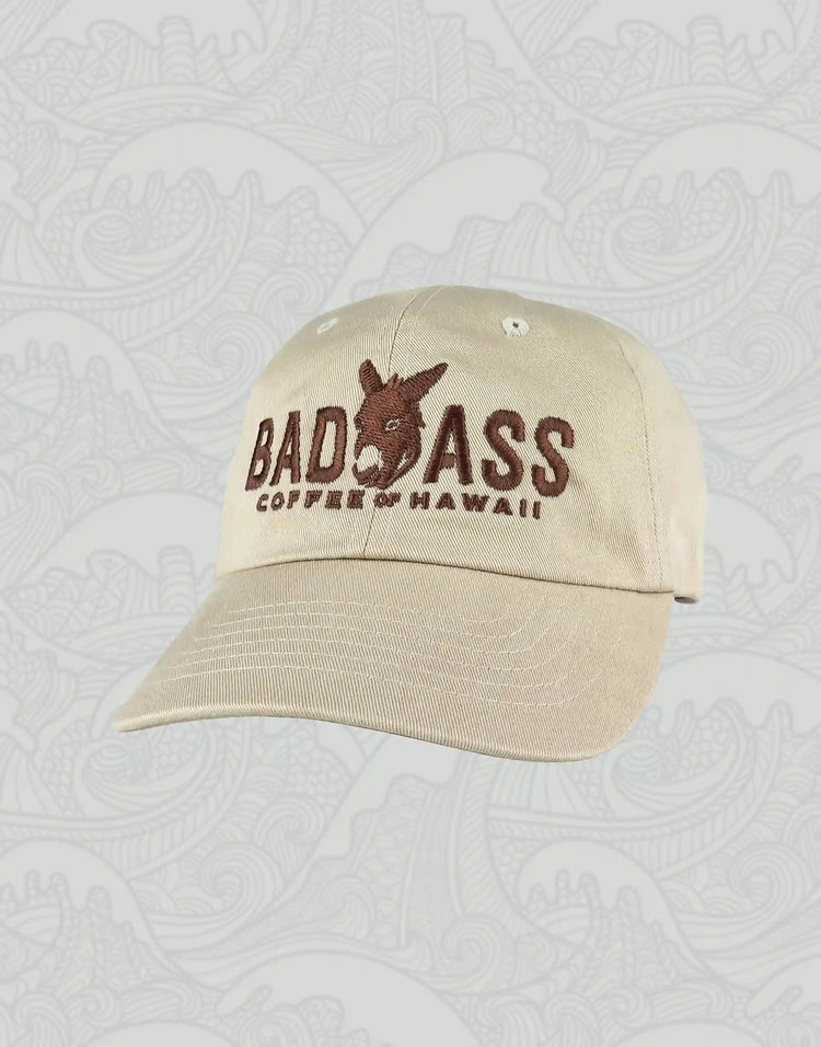 Khaki Cap | Bad Ass Coffee of Hawaii Chocolate Logo