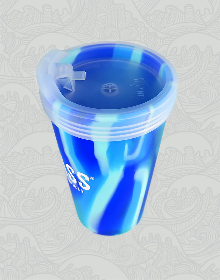 Bad Ass Blue Silipint™ Silicone Pint Glass w/ Lid | 16-oz