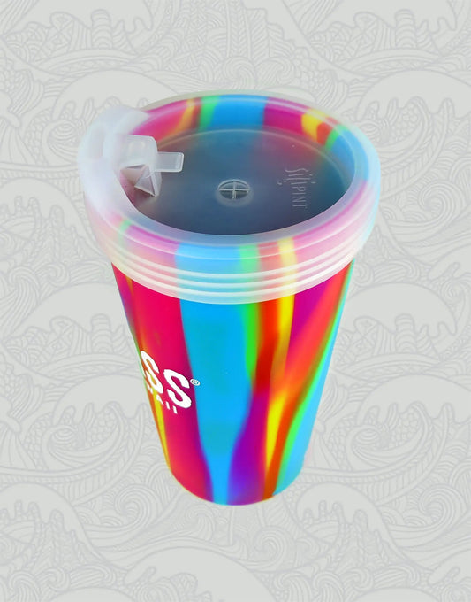 Bad Ass Rainbow Silipint™ Silicone Pint Glass w/ Lid | 16-oz